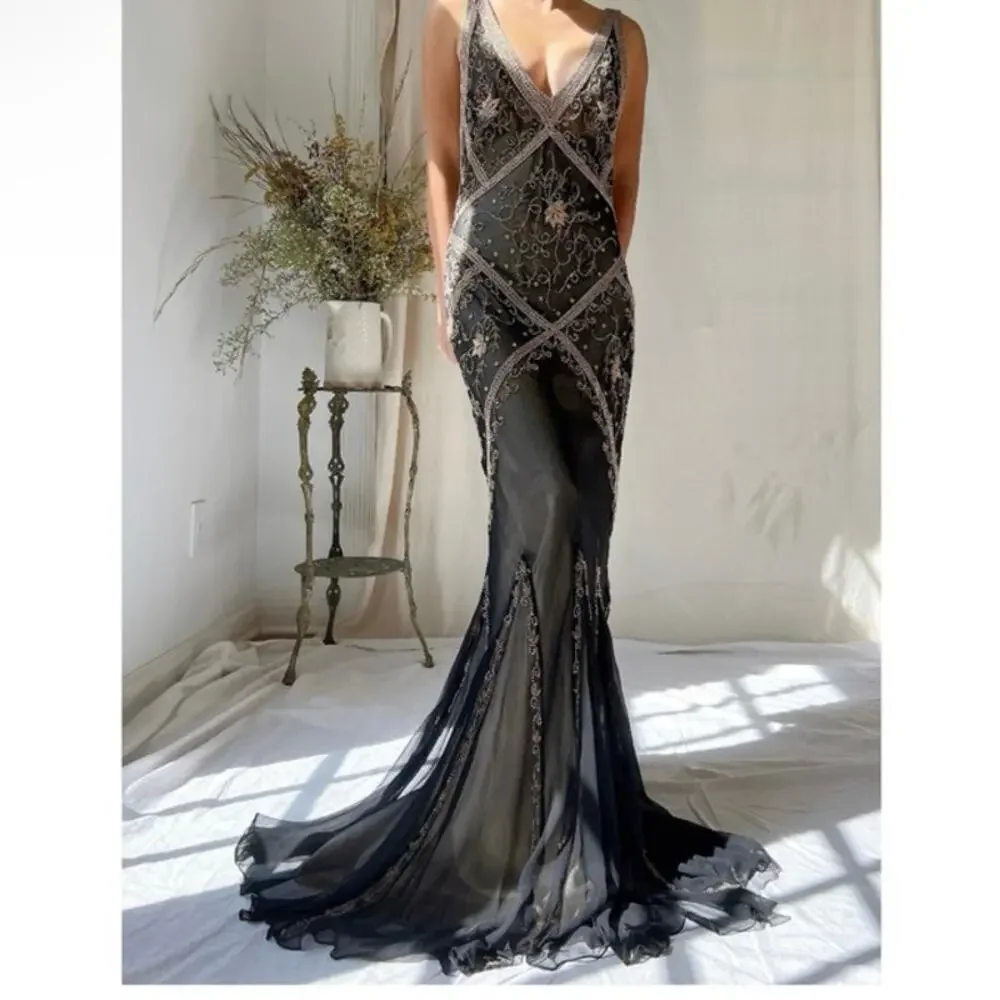Cache | Dresses | Vintage Cache Beaded Down Y2k Prom Dress Sz 4 | Poshmark Cache | Dresses | Vintage Cache Beaded Down Y2k Prom Dress Sz 4 | Poshmark
